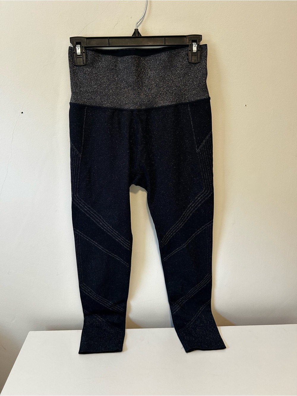 Athleta Navy sparkly Leggings with Subtle Texture
